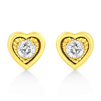 Bông tai Haus Of Brilliance 10K Yellow Gold Plated .925 Sterling Silver 1/10 Cttw Diamond Stud Earrings (K-L Color