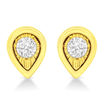 Haus Of Brilliance 10K Yellow Gold Plated .925 Sterling Silver 1/10 Cttw Diamond Stud Earrings (K-L Color, I2-I3 Clarity) 1 Bông tai Haus Of Brilliance 10K Yellow Gold Plated .925 Sterling Silver 1/10 Cttw Diamond Stud Earrings (K-L Color