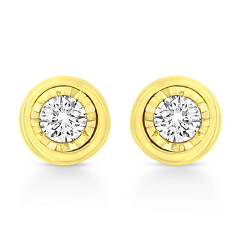 Bông tai Haus Of Brilliance 10K Yellow Gold Plated .925 Sterling Silver 1/10 Cttw Diamond Stud Earrings (K-L Color