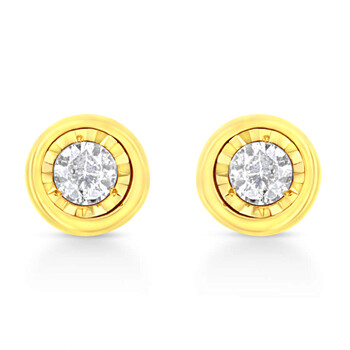 Bông tai Haus Of Brilliance 10K Yellow Gold Plated .925 Sterling Silver 1/10 Cttw Miracle Set Round-Cut Diamond Stud Earrings