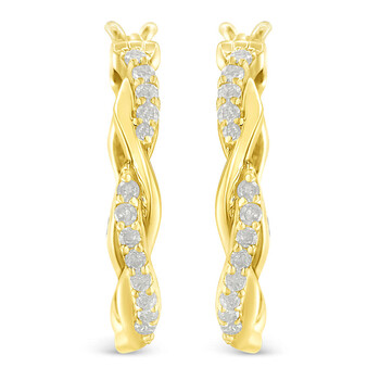 Haus Of Brilliance 10K Yellow Gold Plated .925 Sterling Silver 1/4 Cttw Diamond Crossover Hoop Earring (I-J Color, I3-Promo Clarity) 2 Bông tai Haus Of Brilliance 10K Yellow Gold Plated .925 Sterling Silver 1/4 Cttw Diamond Crossover Hoop Earring (I-J Color