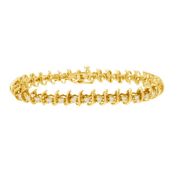 Vòng tay Haus Of Brilliance 10K Yellow Gold Plated .925 Sterling Silver 1 Cttw Prong-Set Diamond Link Bracelet (J-K