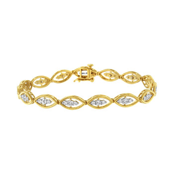 Vòng tay Haus Of Brilliance 10K Yellow Gold Plated .925 Sterling Silver 1 Cttw Prong Set Round-Cut Diamond Link Bracelet - 7.25" chính hãng