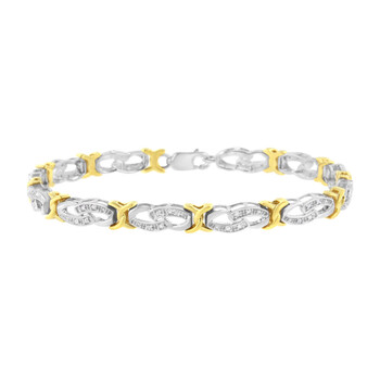 Vòng tay Haus Of Brilliance 10K Yellow Gold Plated Sterling Silver 1/4 Cttw Diamond Infinity And X Link Bracelet (I-J