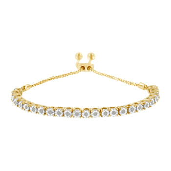 Haus Of Brilliance 10K Yellow Gold Plated Sterling Silver 1/4Ct. Tdw Diamond Tennis Bolo Adjustable Bracelet (I-J, I3-Promo) 2 Vòng tay Haus Of Brilliance 10K Yellow Gold Plated Sterling Silver 1/4Ct. Tdw Diamond Tennis Bolo Adjustable Bracelet (I-J