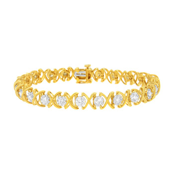 Vòng tay Haus Of Brilliance 10K Yellow Gold Plated Sterling Silver 2Ct Tdw Diamond "Xoxo" Bracelet (J-K