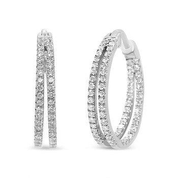 Haus Of Brilliance 14K Gold 1.00 Cttw Diamond Inside Out Double Row Split Criss Cross 3/4" Inch Hoop Earrings (F-G Color, Si1-Si2 Clarity) 1 Bông tai Haus Of Brilliance 14K Gold 1.00 Cttw Diamond Inside Out Double Row Split Criss Cross 3/4" Inch Hoop Earrings (F-G Color