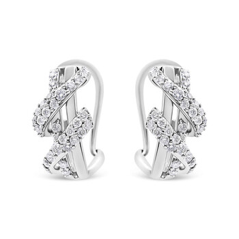 Bông tai Haus Of Brilliance 14K Gold 5/8 Cttw Diamond Double Swirl Huggy Hoop Earrings With Hypoallergenic Backs (J-K Color