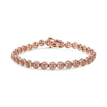 Vòng tay Haus Of Brilliance 14K Rose Gold Plated .925 Sterling Silver 1/10 Cttw Diamond Open Circle Wheel Link 7" Tennis Bracelet chính hãng