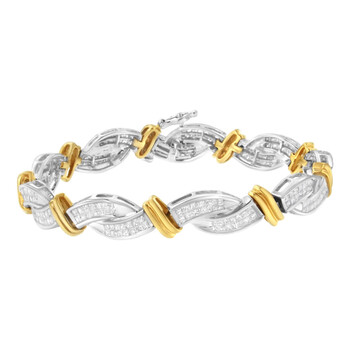 Haus Of Brilliance 14K Two-Toned 4Ct Tdw Diamond Link Bracelet (H-I,Si2-I1) 2 Vòng tay Haus Of Brilliance 14K Two-Toned 4Ct Tdw Diamond Link Bracelet (H-I