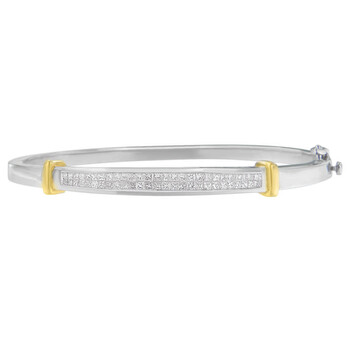 Vòng tay Haus Of Brilliance 14K Two-Toned Gold 1Ct Tdw Channel-Set Diamond Fashion Bangle (H-I