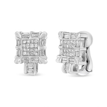 Haus Of Brilliance 14K White Gold 1.0 Cttw Princess And Baguette-Cut Diamond Square Framed Huggie Hoop Omega Earrings 1 Bông tai Haus Of Brilliance 14K White Gold 1.0 Cttw Princess And Baguette-Cut Diamond Square Framed Huggie Hoop Omega Earrings