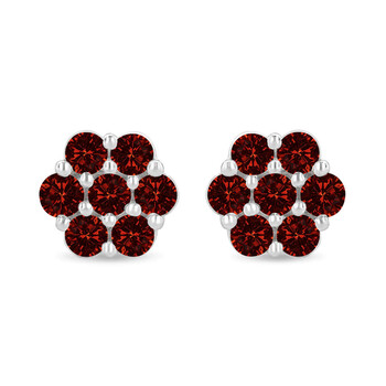 Haus Of Brilliance 14K White Gold 1.0 Cttw Treated Red Diamond Prong Set 7 Stone Floral Stud Earrings (Treated Red Color, Si2-I1 Clarity) 1 Bông tai Haus Of Brilliance 14K White Gold 1.0 Cttw Treated Red Diamond Prong Set 7 Stone Floral Stud Earrings (Treated Red Color