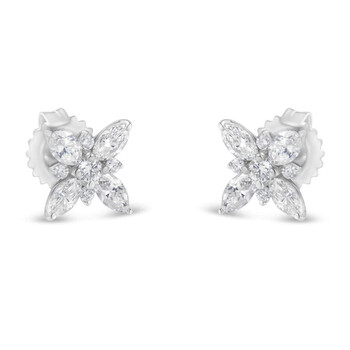 Haus Of Brilliance 14K White Gold 1.00Ct Tdw Diamond Flower Stud Earring (H-I, Si1-Si2) 1 Bông tai Haus Of Brilliance 14K White Gold 1.00Ct Tdw Diamond Flower Stud Earring (H-I