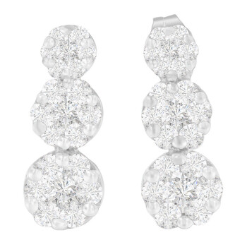 Bông tai Haus Of Brilliance 14K White Gold 1 1/2 Ct. Tdw Round-Cut Diamond Earrings (H-I