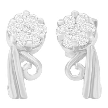 Bông tai Haus Of Brilliance 14K White Gold 1/2 Ct Tdw Round-Cut Diamond Earrings (H-I