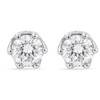 Bông tai Haus Of Brilliance 14K White Gold 1/2 Cttw 6 Prong Set Round-Cut Diamond Hidden Halo Stud Earrings (I-J Color