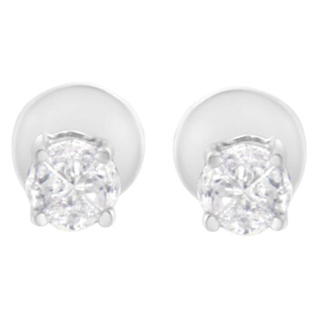 Bông tai Haus Of Brilliance 14K White Gold 1/2 Cttw Pie-Cut Diamond Solitaire Stud Earrings (H-I Color
