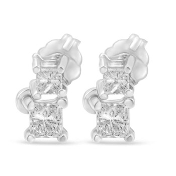 Haus Of Brilliance 14K White Gold 1/2Ct Tdw Princess Cut Diamond Earrings (H-I, Si1-Si2) 1 Bông tai Haus Of Brilliance 14K White Gold 1/2Ct Tdw Princess Cut Diamond Earrings (H-I