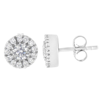 Haus Of Brilliance 14K White Gold 1Ct Tdw Diamond Halo Stud Earrings (I-J,I1-I2) 1 Bông tai Haus Of Brilliance 14K White Gold 1Ct Tdw Diamond Halo Stud Earrings (I-J