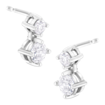 Bông tai Haus Of Brilliance 14K White Gold 1Ct Tdw Double Diamond Stud Earrings (H-I