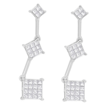 Haus Of Brilliance 14K White Gold 1Ct. Tdw Princess-Cut Diamond Earrings (G-H,Vs1-Vs2) 2 Bông tai Haus Of Brilliance 14K White Gold 1Ct. Tdw Princess-Cut Diamond Earrings (G-H