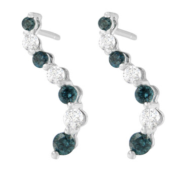 Haus Of Brilliance 14K White Gold 1Ct. Tdw Round-Cut Diamond Treated Blue Earrings (H-I,I1-I2) 2 Bông tai Haus Of Brilliance 14K White Gold 1Ct. Tdw Round-Cut Diamond Treated Blue Earrings (H-I