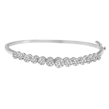 Vòng tay Haus Of Brilliance 14K White Gold 2 5/8Ct. Tdw Diamond Floral-Inspired Bangle Bracelet (H-I