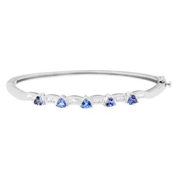 Vòng tay Haus Of Brilliance 14K White Gold 2Ct. Tdw Baguette-Cut Diamond And Tanzanite Bangle (H-I