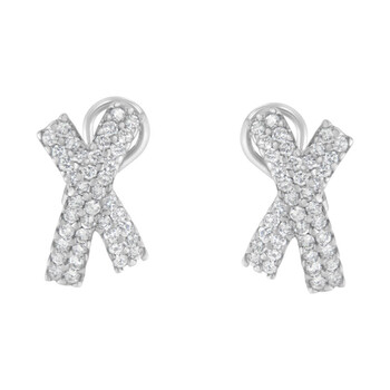 Bông tai Haus Of Brilliance 14K White Gold 2Ct Tdw Diamond "X" Earrings (H-I