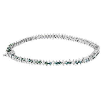 Haus Of Brilliance 14K White Gold 3 3/4Ct.Tdw Treated Blue Diamond Tennis Bracelet (H-I,Si1-Si2) 2 Vòng tay Haus Of Brilliance 14K White Gold 3 3/4Ct.Tdw Treated Blue Diamond Tennis Bracelet (H-I