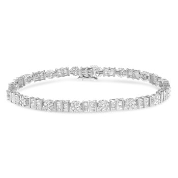 Haus Of Brilliance 14K White Gold 3 3/8 Carat Tdw Prong And Channel-Set Classic Diamond Tennis Bracelet (H-I, I1-I2) 2 Vòng tay Haus Of Brilliance 14K White Gold 3 3/8 Carat Tdw Prong And Channel-Set Classic Diamond Tennis Bracelet (H-I