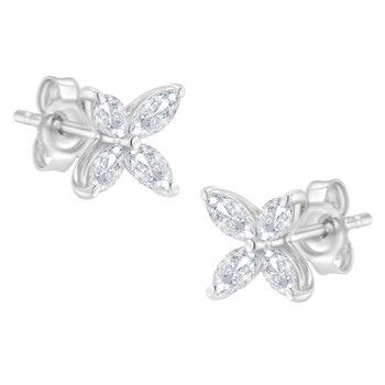 Haus Of Brilliance 14K White Gold 3/4Ct. Tdw Marquise Diamond Flower Stud Earrings(H-I,Si1-Si2) 2 Bông tai Haus Of Brilliance 14K White Gold 3/4Ct. Tdw Marquise Diamond Flower Stud Earrings(H-I