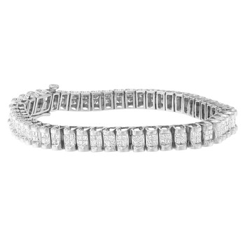 Vòng tay Haus Of Brilliance 14K White Gold 3Ct. Tdw Princess-Cut Diamond Bracelet (H-I