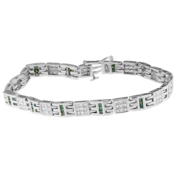 Vòng tay Haus Of Brilliance 14K White Gold 3Ct.Tdw Princess-Cut White And Treated Blue Diamond Fashion Bracelet (H-I