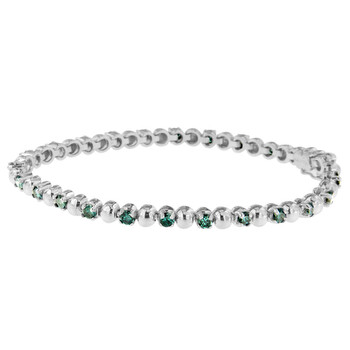 Haus Of Brilliance 14K White Gold 3Ct. Tdw Round-Cut Treated Blue Diamond Bracelet (Blue, I2-I3) 1 Vòng tay Haus Of Brilliance 14K White Gold 3Ct. Tdw Round-Cut Treated Blue Diamond Bracelet (Blue