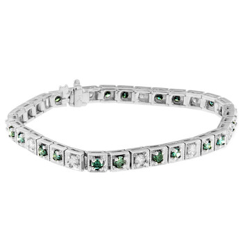 Vòng tay Haus Of Brilliance 14K White Gold 4 3/4Ct.Tdw White And Treated Blue Diamond Tennis Bracelet (H-I