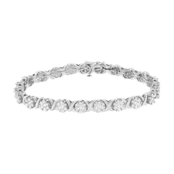 Vòng tay Haus Of Brilliance 14K White Gold 4 7/8 Cttw Diamond Cluster X-Link Bracelet (I-J