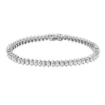 Vòng tay Haus Of Brilliance 14K White Gold 5.0 Cttw Clarity Enhanced 2 Prong Set Princess-Cut Diamond Tennis Bracelet (H-I Color