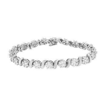 Haus Of Brilliance 14K White Gold 5 1/4 Cttw Diamond S-Link Floral Cluster Tennis Bracelet (I-J,Si2-I1) 2 Vòng tay Haus Of Brilliance 14K White Gold 5 1/4 Cttw Diamond S-Link Floral Cluster Tennis Bracelet (I-J