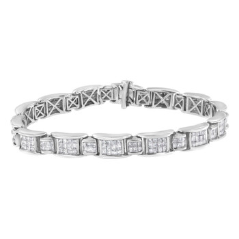 Vòng tay Haus Of Brilliance 14K White Gold 5 Cttw Channel-Set Diamond Link Bracelet (G-H Color