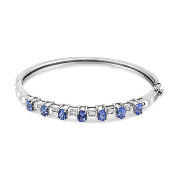 Haus Of Brilliance 14K White Gold 5 Mm Oval Blue Tanzanite And 1/4 Cttw Diamond Bangle (H-I Color, Vs2-Si1 Clarity) - 7 1/2 Inches 2 Vòng tay Haus Of Brilliance 14K White Gold 5 Mm Oval Blue Tanzanite And 1/4 Cttw Diamond Bangle (H-I Color