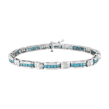 Haus Of Brilliance 14K White Gold 6 1/3 Cttw White And Treated Blue Diamond Tennis Bracelet (H-I Color, Si1-Si2 Clarity) - 7.25" 2 Vòng tay Haus Of Brilliance 14K White Gold 6 1/3 Cttw White And Treated Blue Diamond Tennis Bracelet (H-I Color