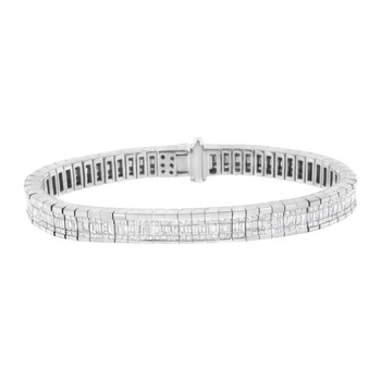 Vòng tay Haus Of Brilliance 14K White Gold 7 7/8Ct Tdw Princess And Baguette Diamond Eternity Bracelet (H-I