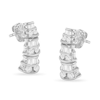 Bông tai Haus Of Brilliance 14K White Gold 7/8 Carat Tdw Diamond Dangle Multi Row Earrings (H-I
