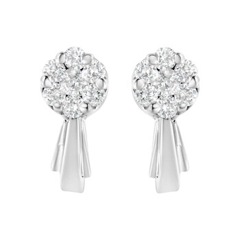 Bông tai Haus Of Brilliance 14K White Gold 7/8 Cttw Prong-Set Round-Cut Diamond Floral Cluster Dangle Stud Earrings (H-I Color