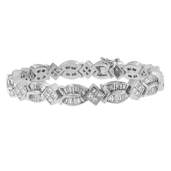 Vòng tay Haus Of Brilliance 14K White Gold 8 5/8Ct. Tdw Princess And Baguette Diamond Geo-Twist Bracelet (G-H