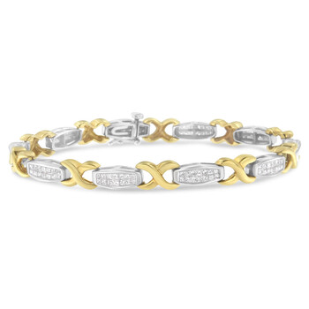 Vòng tay Haus Of Brilliance 14K Yellow And White Gold 2 Carat Tdw Invisible-Set Diamond X-Link Tennis Bracelet (G-H