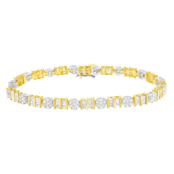 Vòng tay Haus Of Brilliance 14K Yellow And White Gold 3 3/8 Carat Tdw Prong And Channel-Set Classic Diamond Tennis Bracelet (H-I