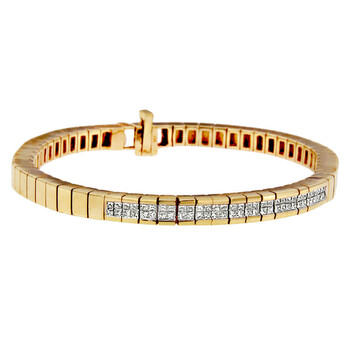 Haus Of Brilliance 14K Yellow Gold 1 1/10Ct Tdw Princess Cut Diamond Banded Bracelet (H-I,Si1-Si2) 1 Vòng tay Haus Of Brilliance 14K Yellow Gold 1 1/10Ct Tdw Princess Cut Diamond Banded Bracelet (H-I